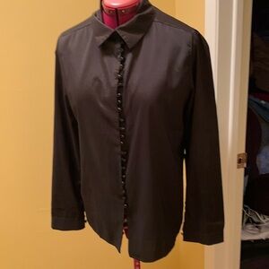 V collar Loop button dress down shirt